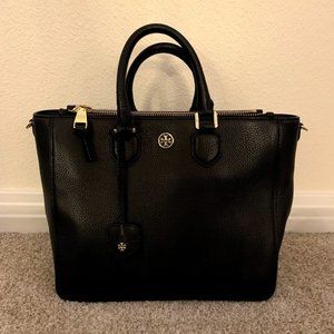 Tory Burch Black Pebbled Leather Satchel